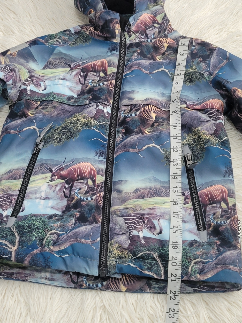 Molo Kids Blue Woodland Print Hooded Jacket - Picture 6 of 14
